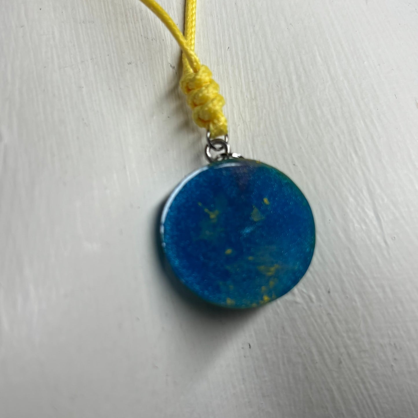 Yellow & Blue Pawn - Handmade Resin Chess Necklace