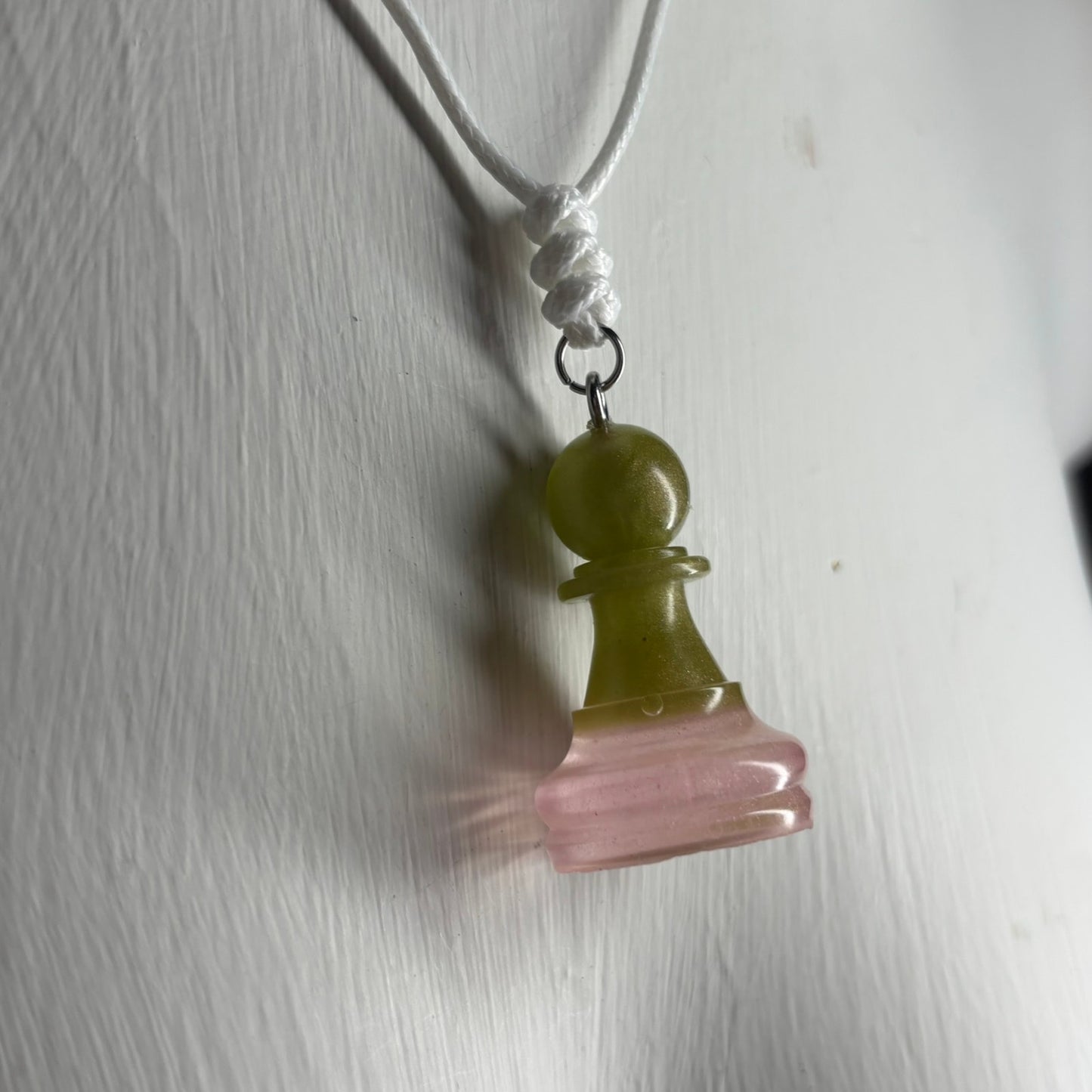 Royal Green & Pink Pawn - Handmade Resin Chess Necklace
