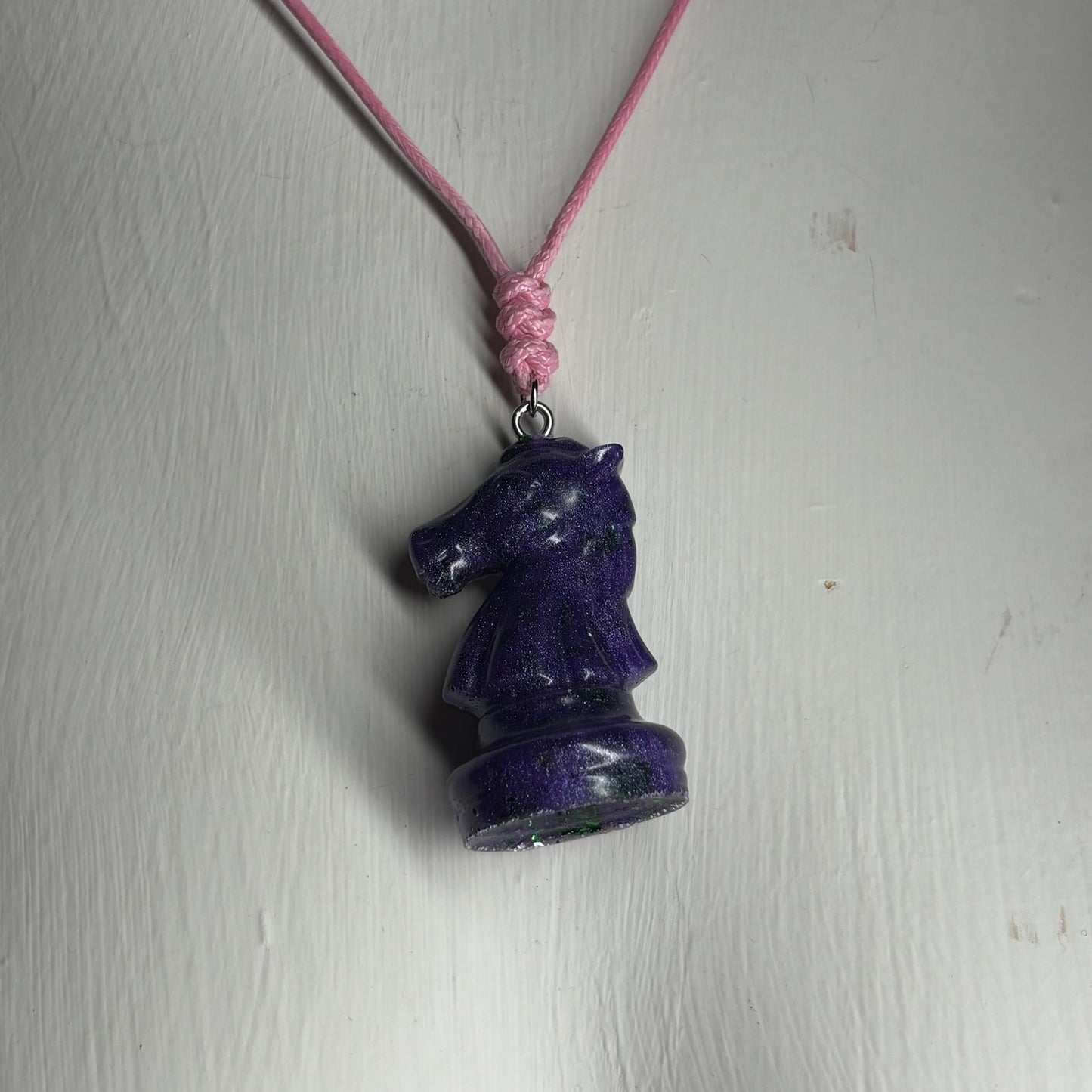 Dark Purple Knight - Handmade Resin Chess Necklace