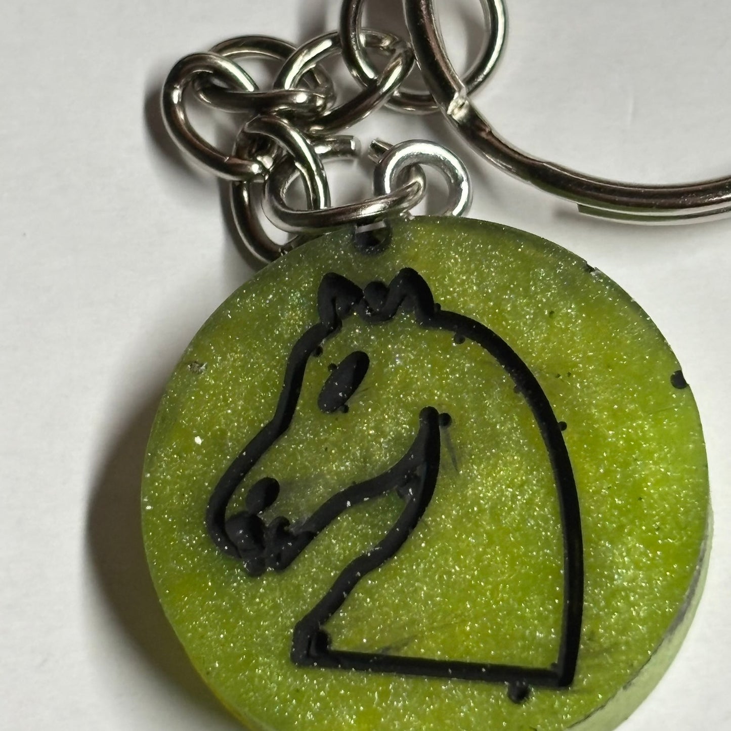 Lime Green Knight - Handmade Resin Keychain - Flat Edition