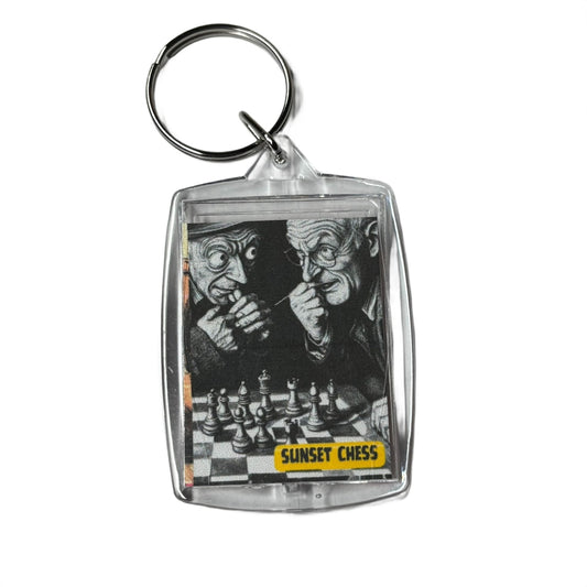 Paranoid Minds - Sunset Chess Photo Keychain