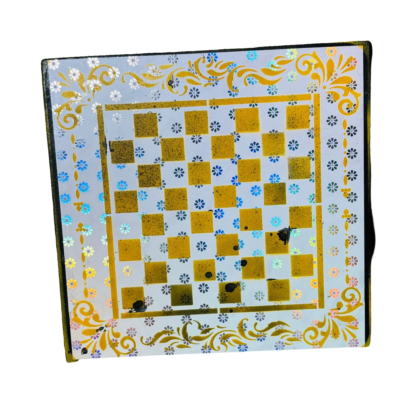 Yellow Chrome Flowers - Scrapbook Chess Board