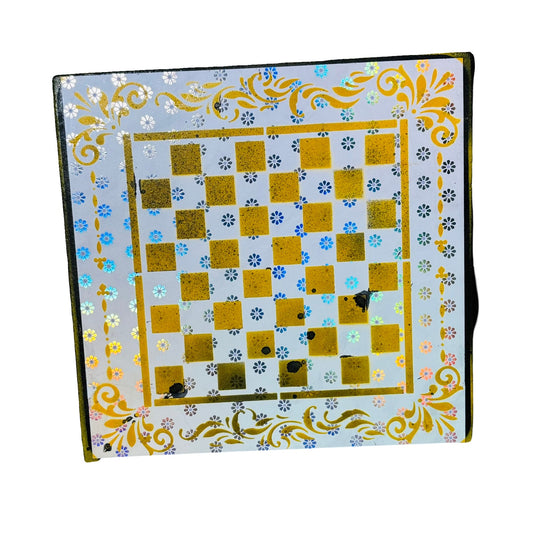 Yellow Chrome Flowers - Scrapbook Chess Board