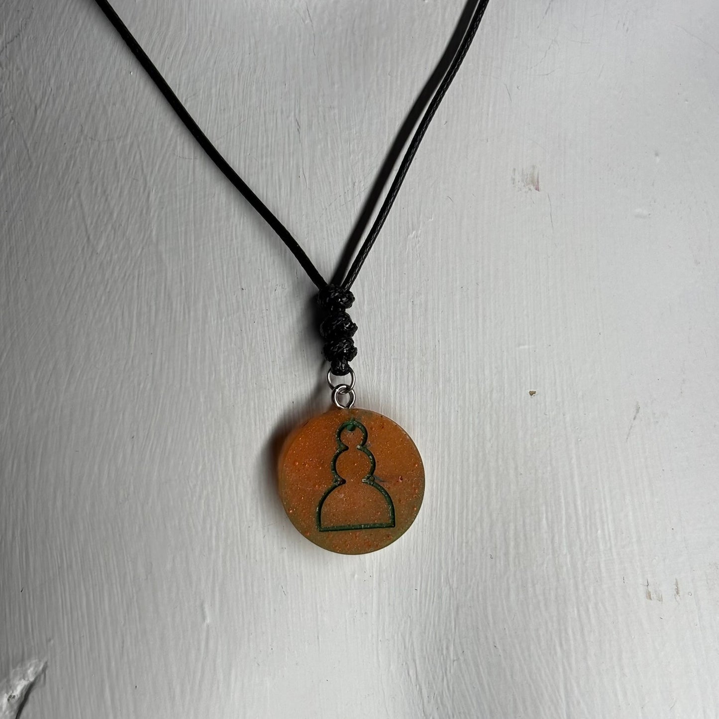 Orange Pawn - Handmade Resin Chess Necklace