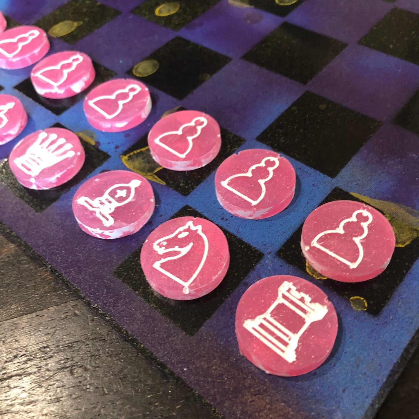 Beautiful Purple Galaxy - Painted Chess Set