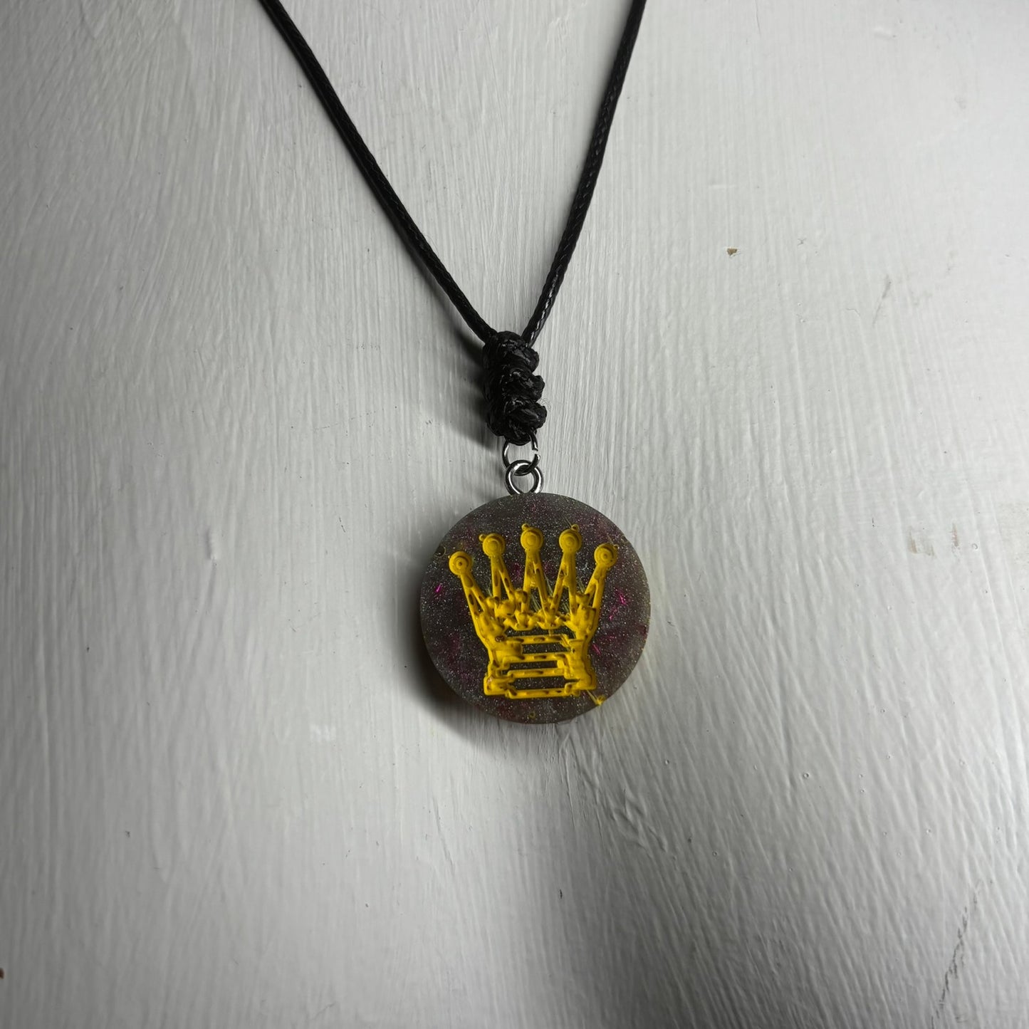 Purple Crystal Queen - Handmade Resin Chess Necklace