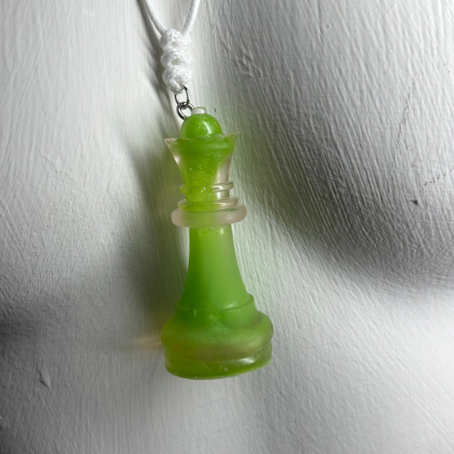 Lemon Green Queen - Handmade Resin Chess Necklace