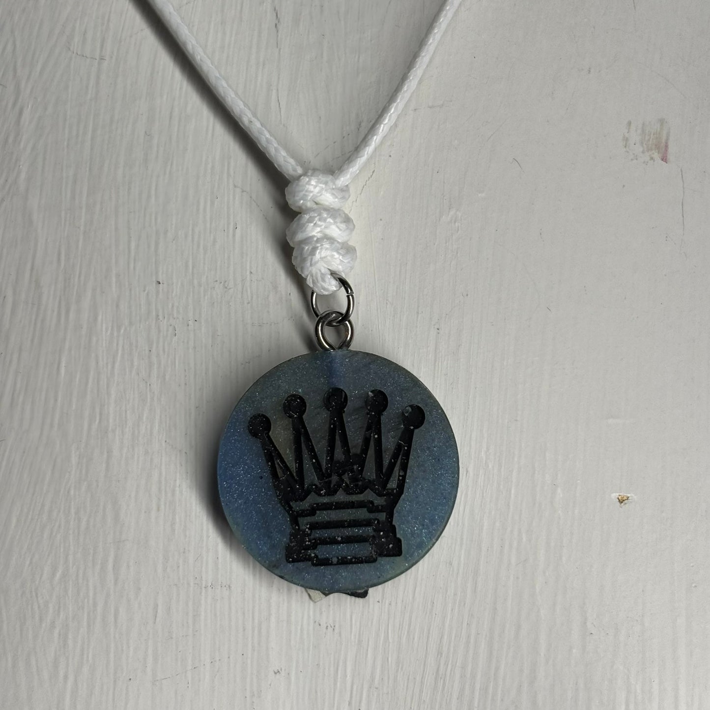 Blue Queen - Handmade Resin Chess Necklace