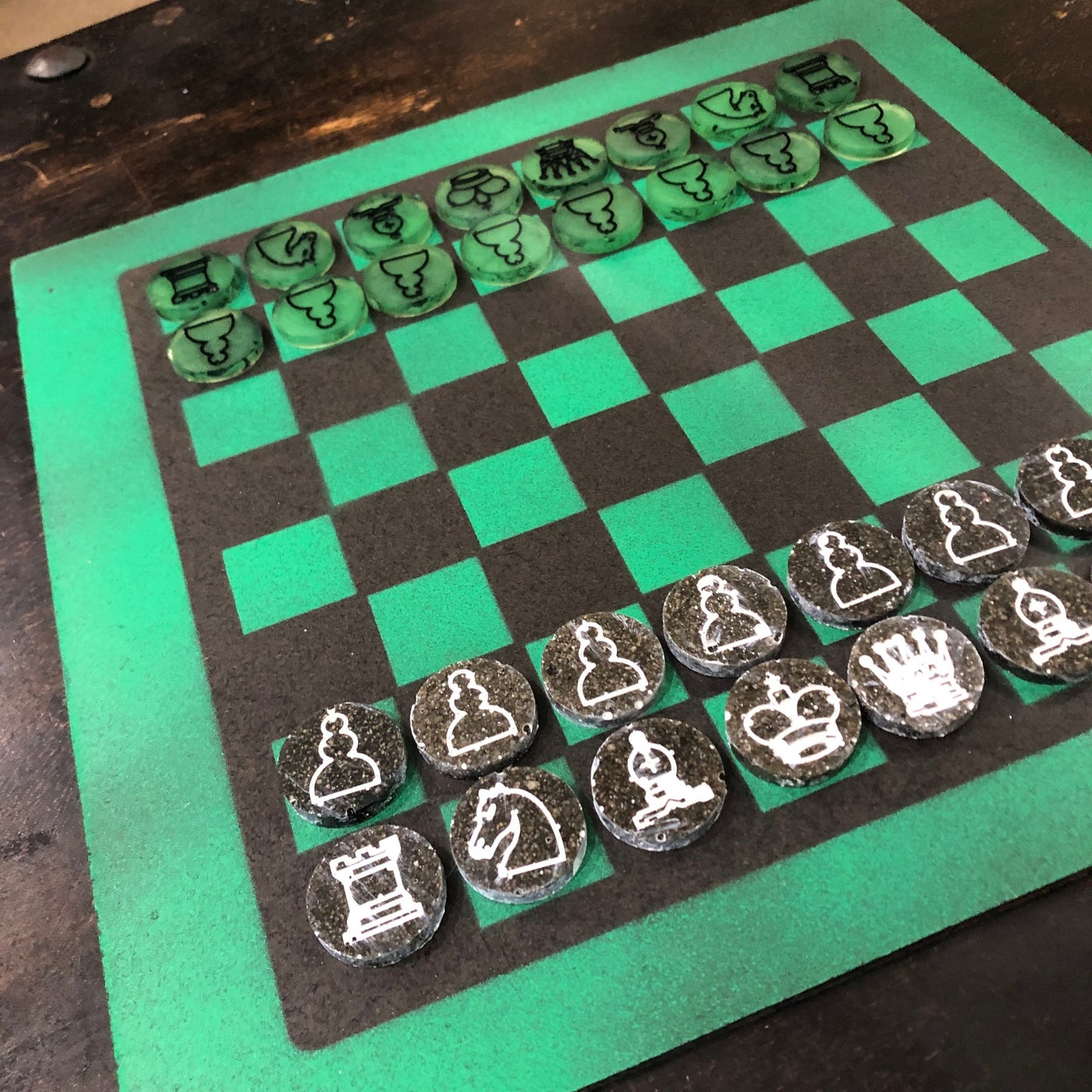 Black & Green - Painted Chess Set
