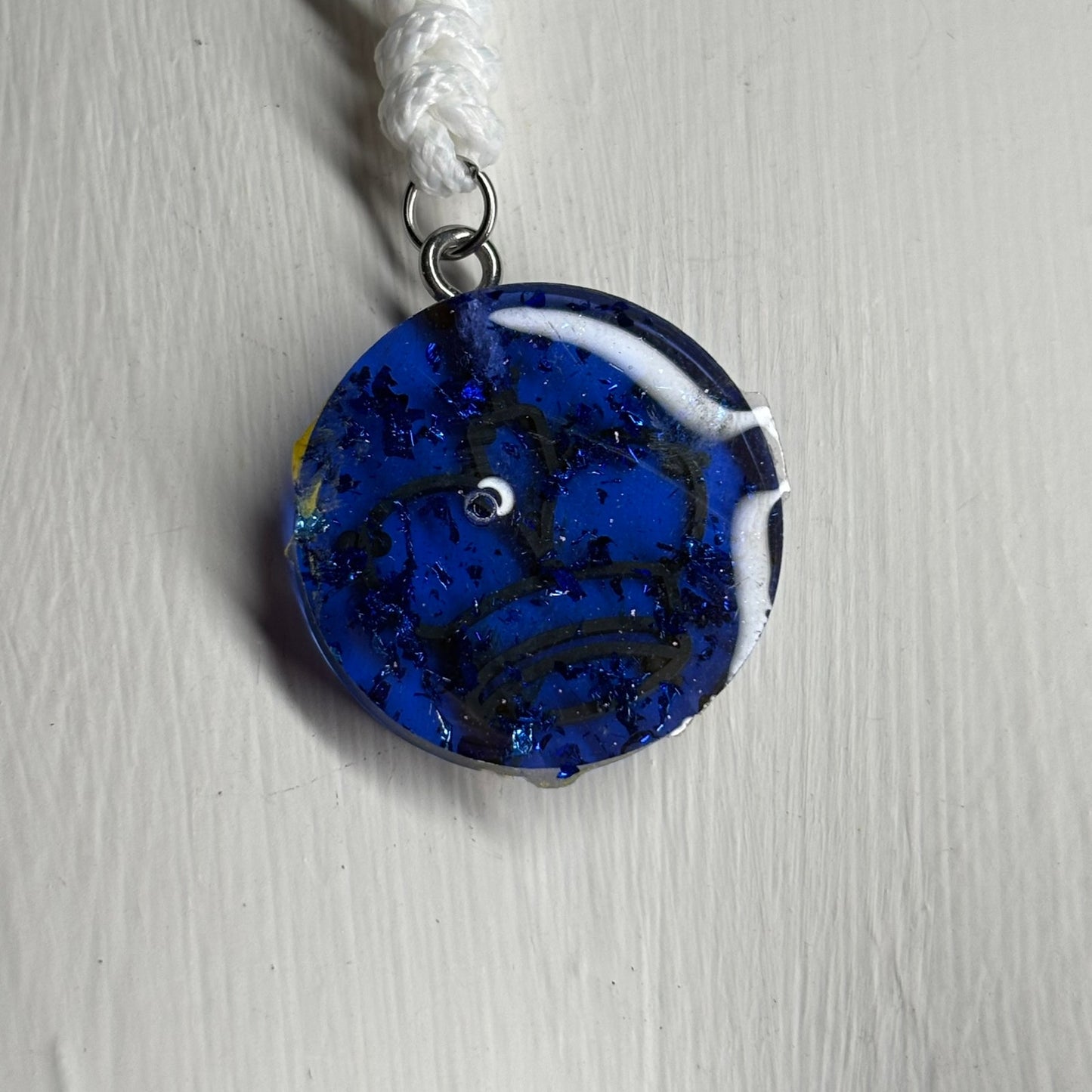 Royal Blue King - Handmade Resin Chess Necklace