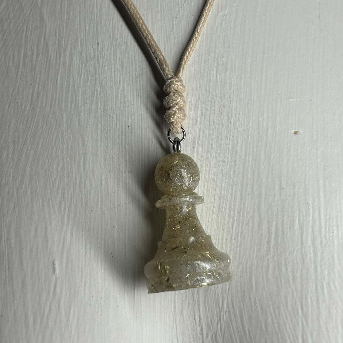 Crystal White Pawn - Handmade Resin Chess Necklace