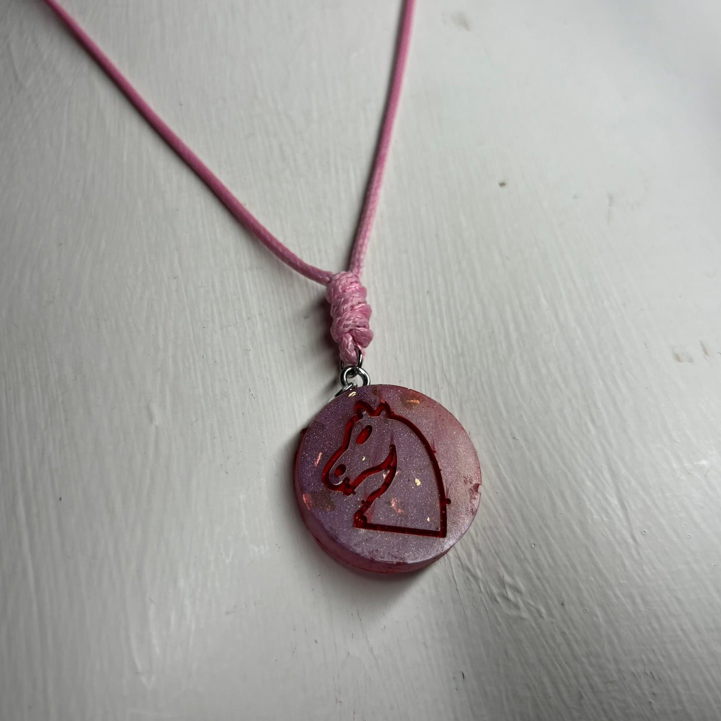 Purple Chrome Knight - Handmade Resin Chess Necklace