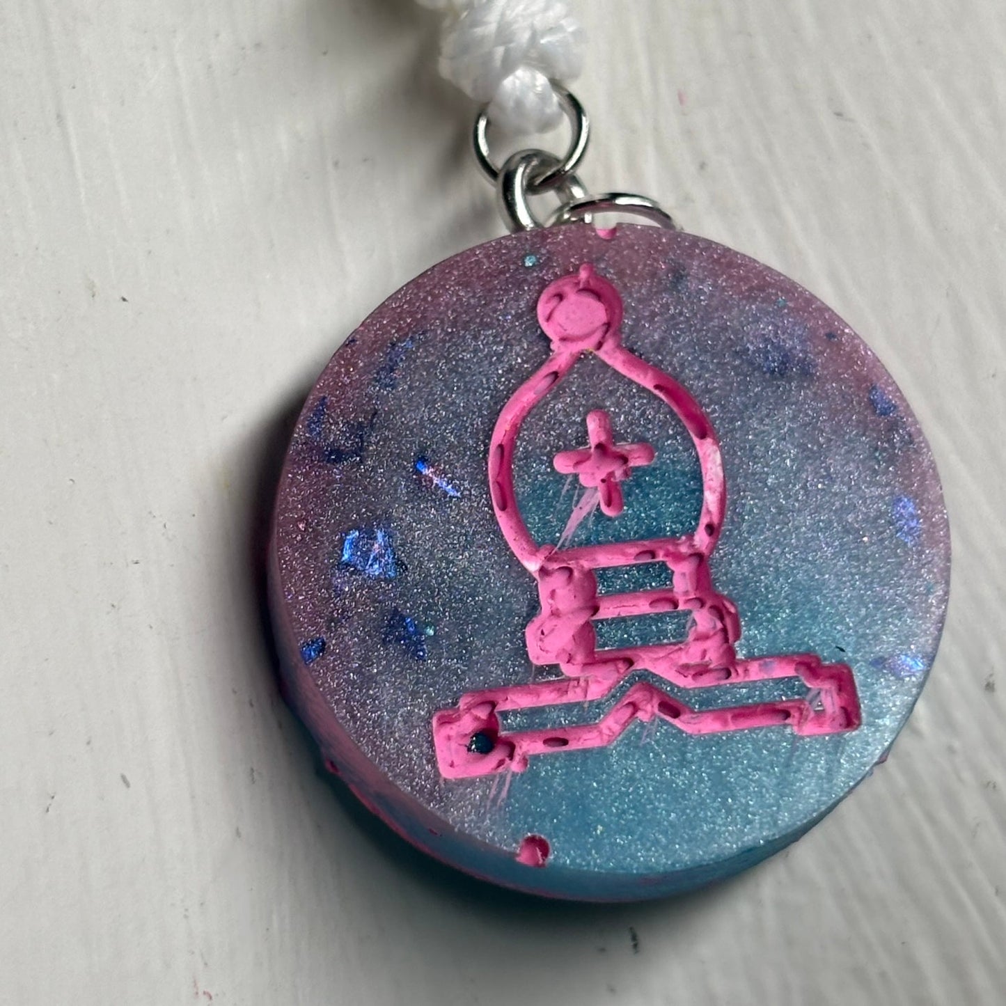 Fluid Pink Bishop - Handmade Resin Chess Necklace