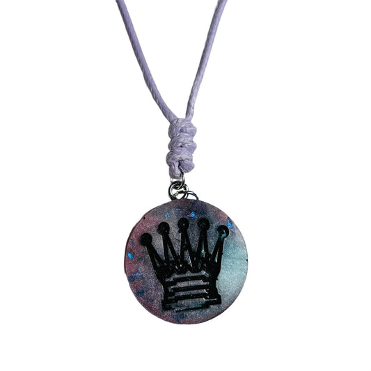 Cosmic Space Queen - Handmade Resin Chess Necklace