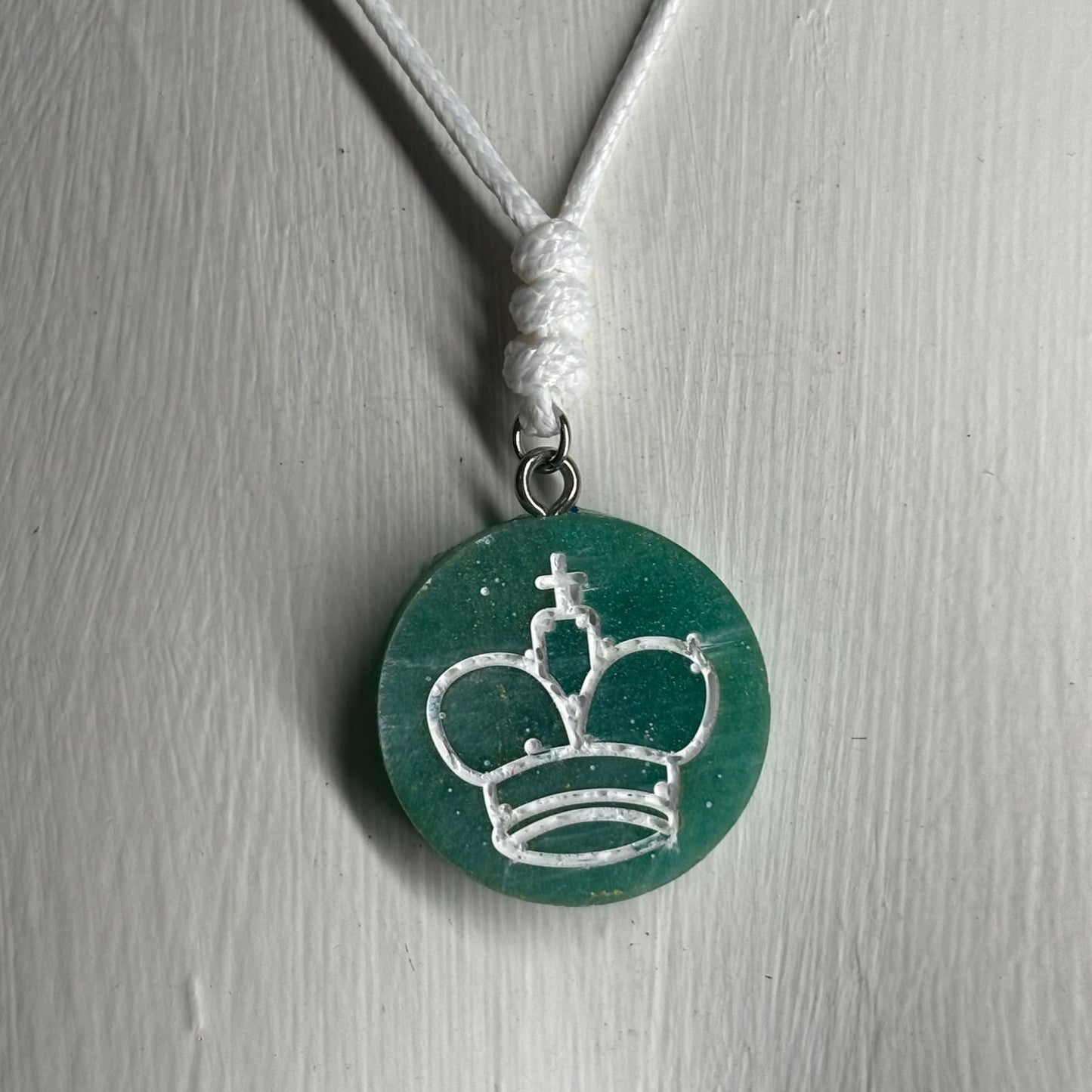 Emerald Green King - Handmade Resin Chess Necklace