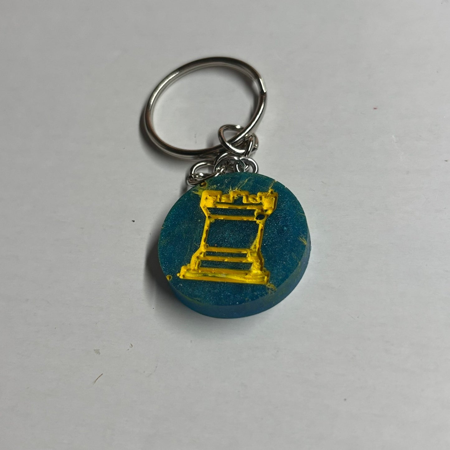 Blue Yellow Rook - Handmade Resin Keychain
