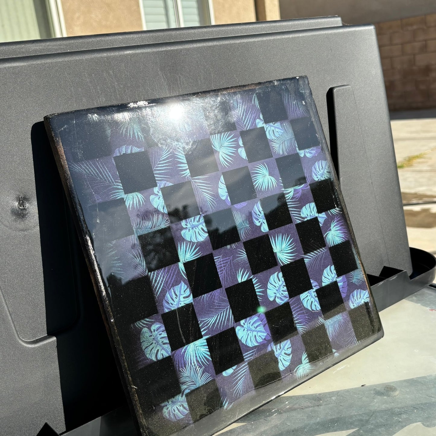 Blue Palms - Resin Coated Chess Board