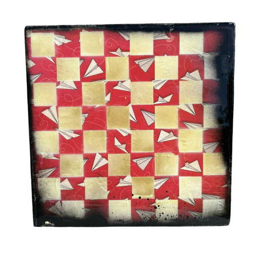 Golden Paper Plane - Resin Coated Chess Board