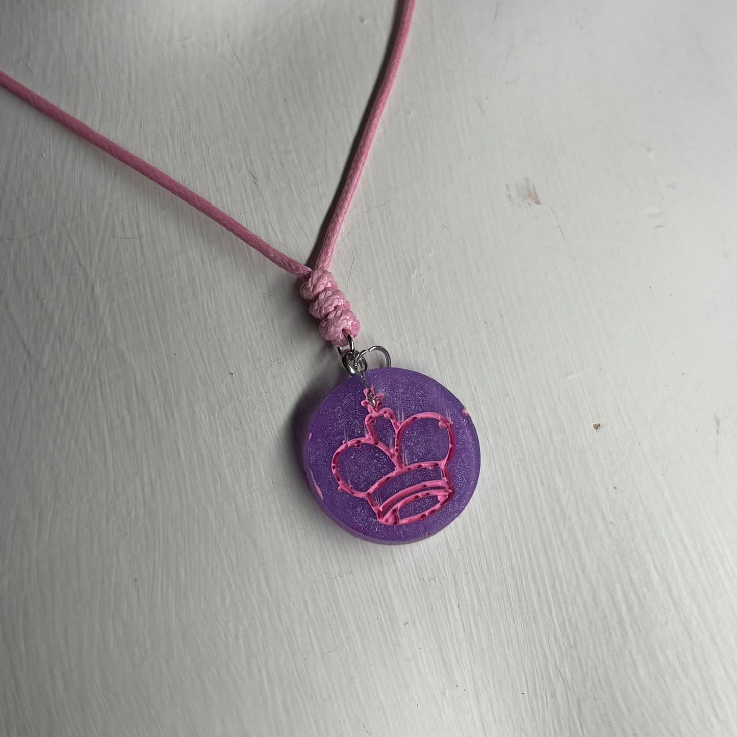Fabulous Pink King - Handmade Resin Chess Necklace