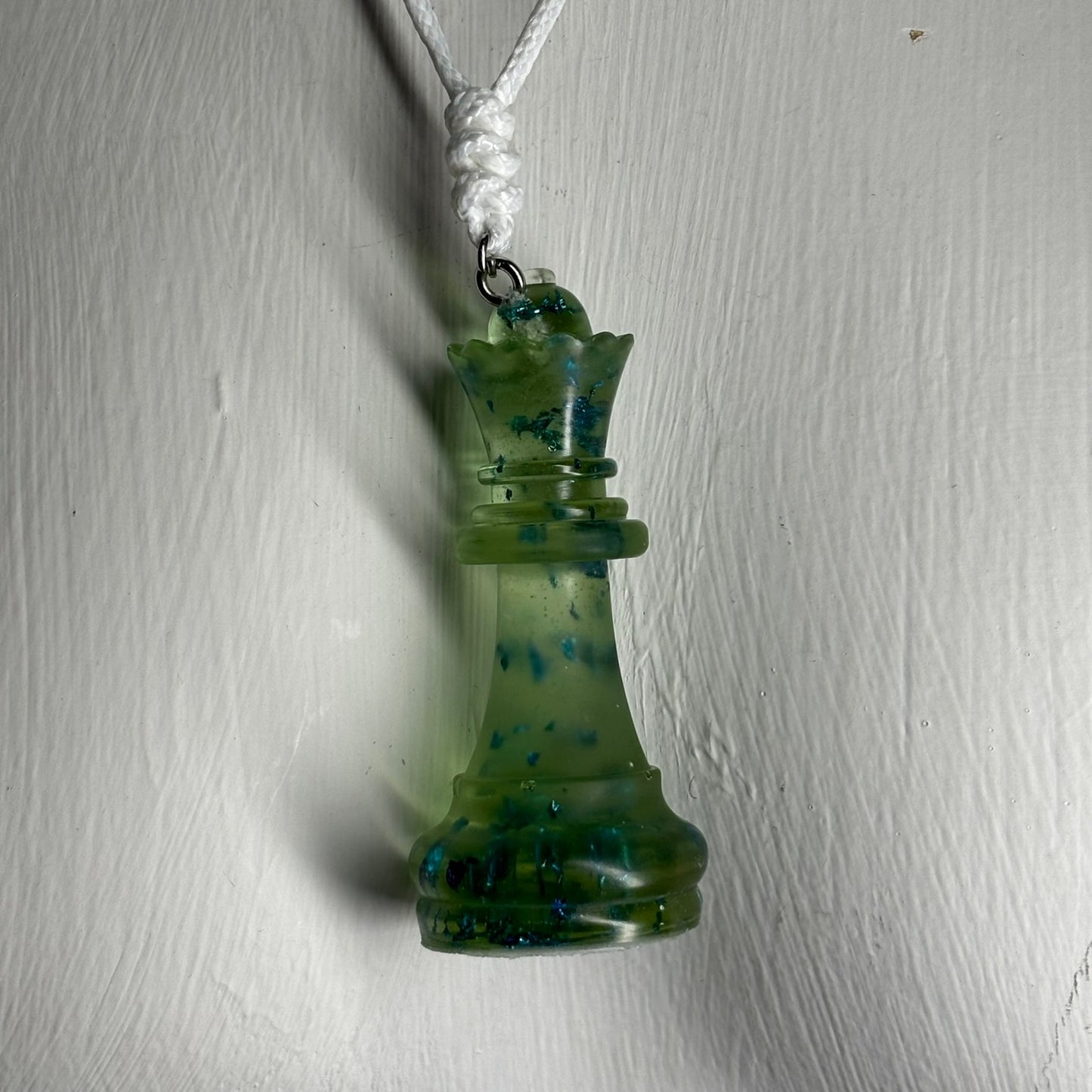 Green Crystal Queen - Handmade Resin Chess Necklace
