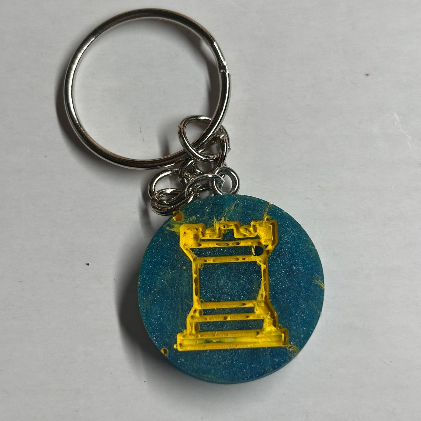 Blue Yellow Rook - Handmade Resin Keychain
