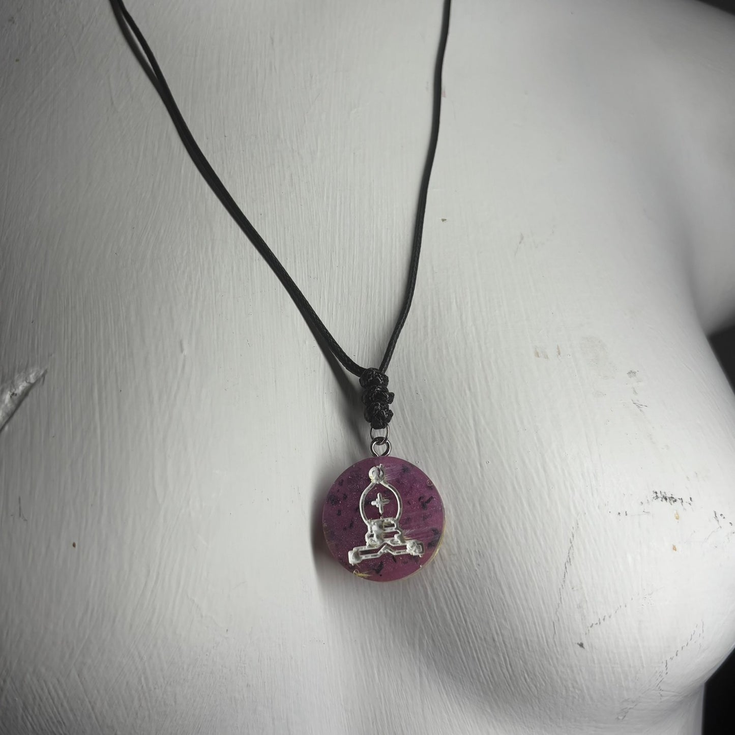 Spotted Purple Bishop - Handmade Resin Chess Necklace