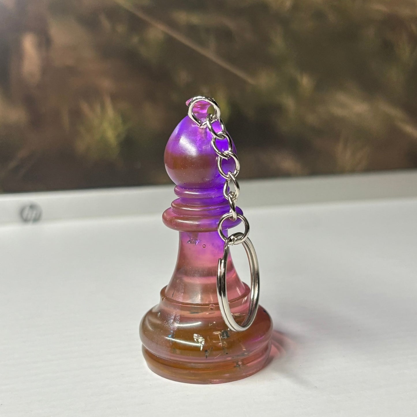 Violet Purple Mixed Bishop - Handmade Resin Keychain - Large Edition