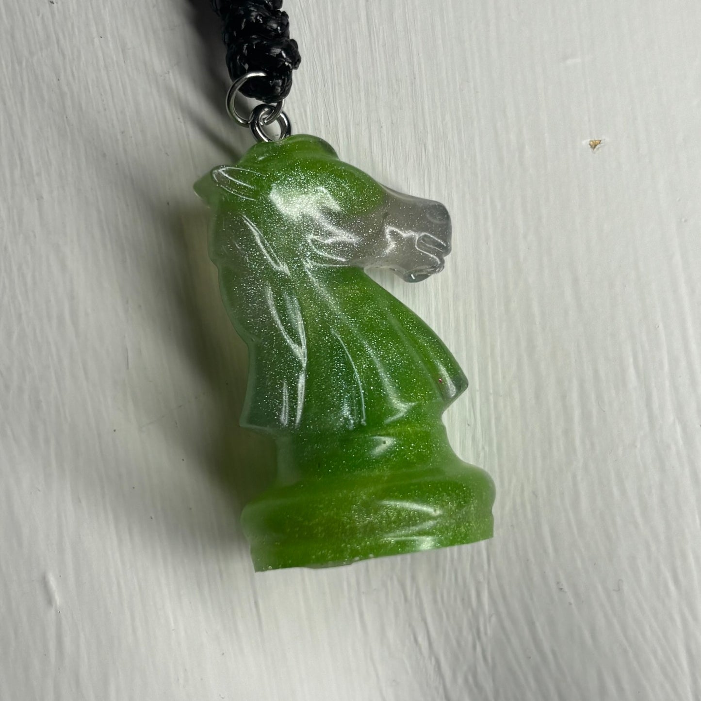 Sublime Green Knight - Handmade Resin Chess Necklace