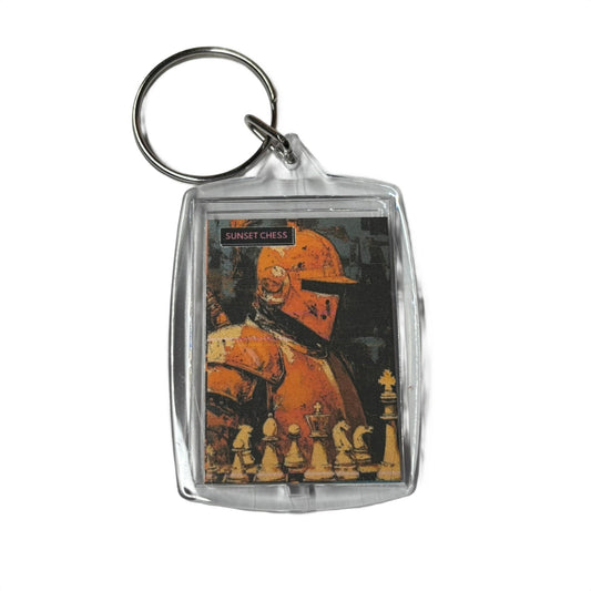 Orange Knight - Sunset Chess Photo Keychain
