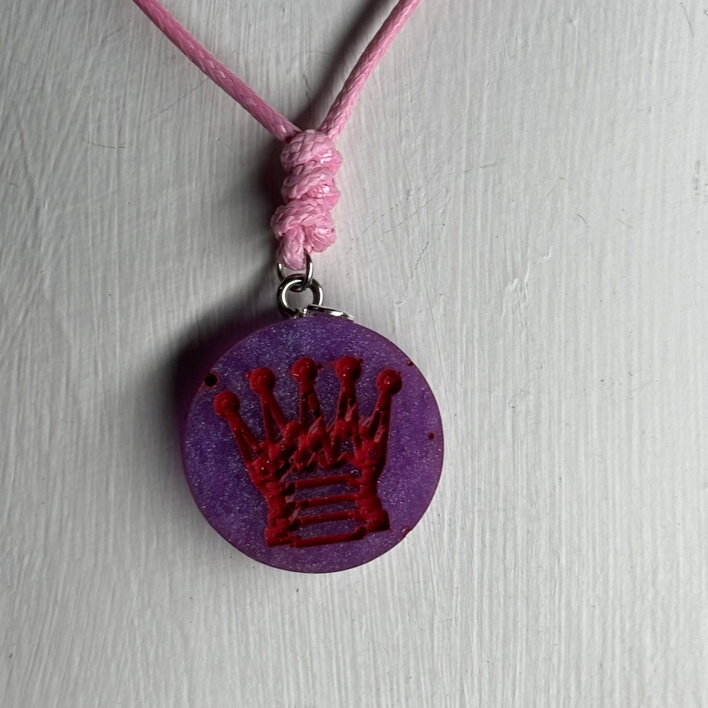 Purple Queen - Handmade Resin Chess Necklace