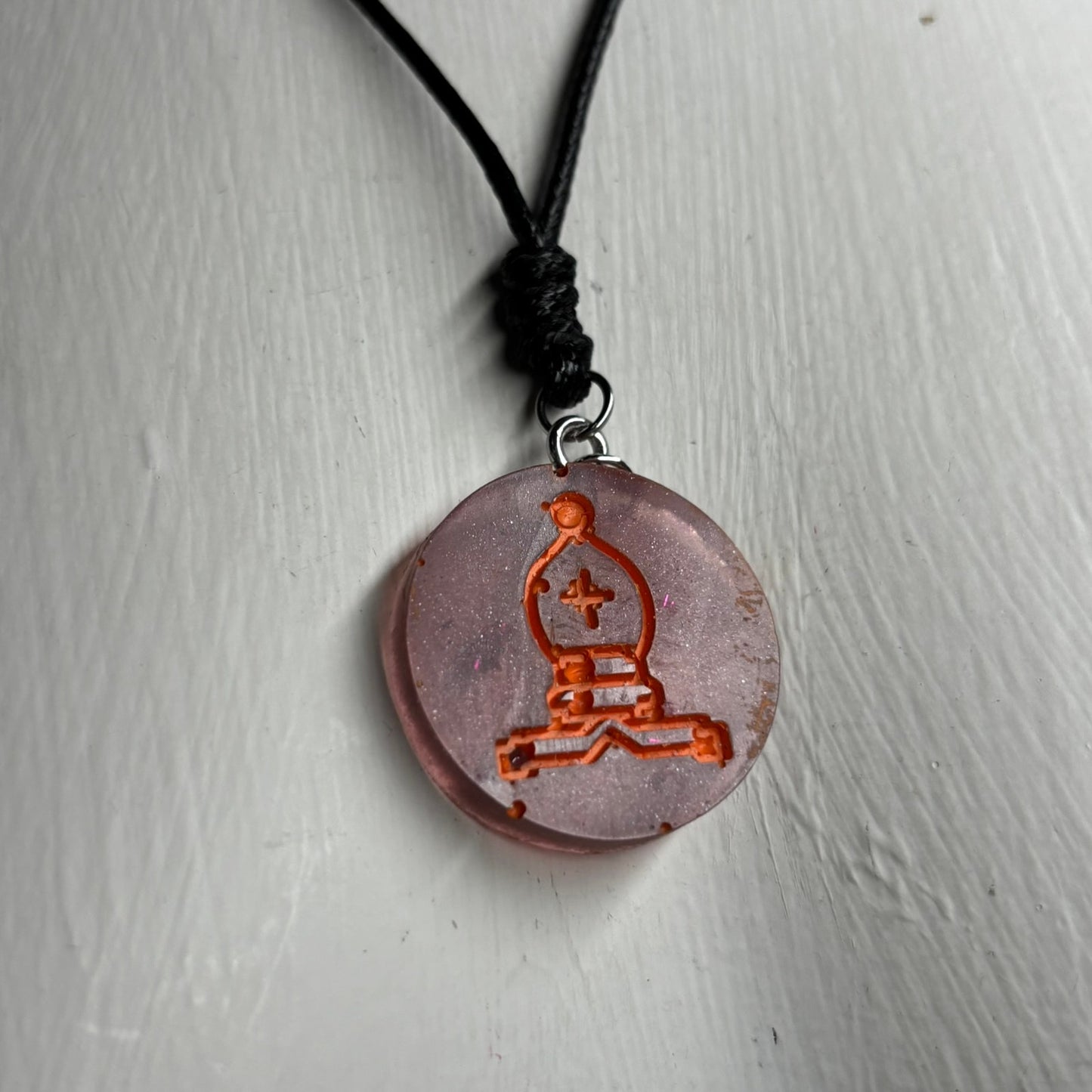 Cosmic Bishop - Handmade Resin Chess Necklace