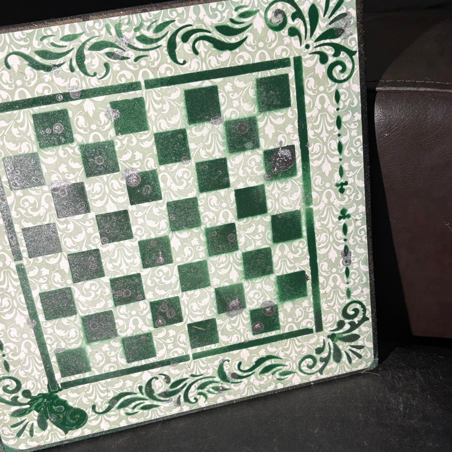 Vintage Green - Scrapbook Chess Board