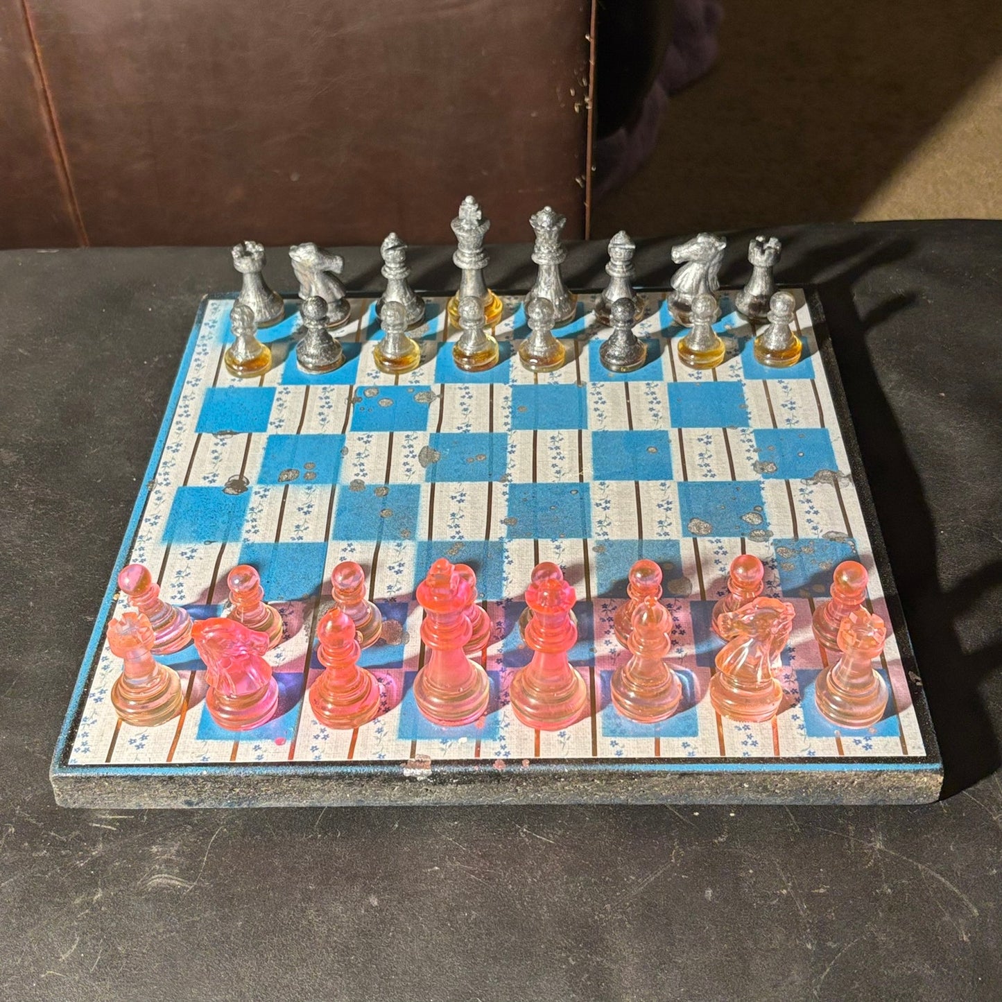 Simple Blue - Scrapbook Chess Set