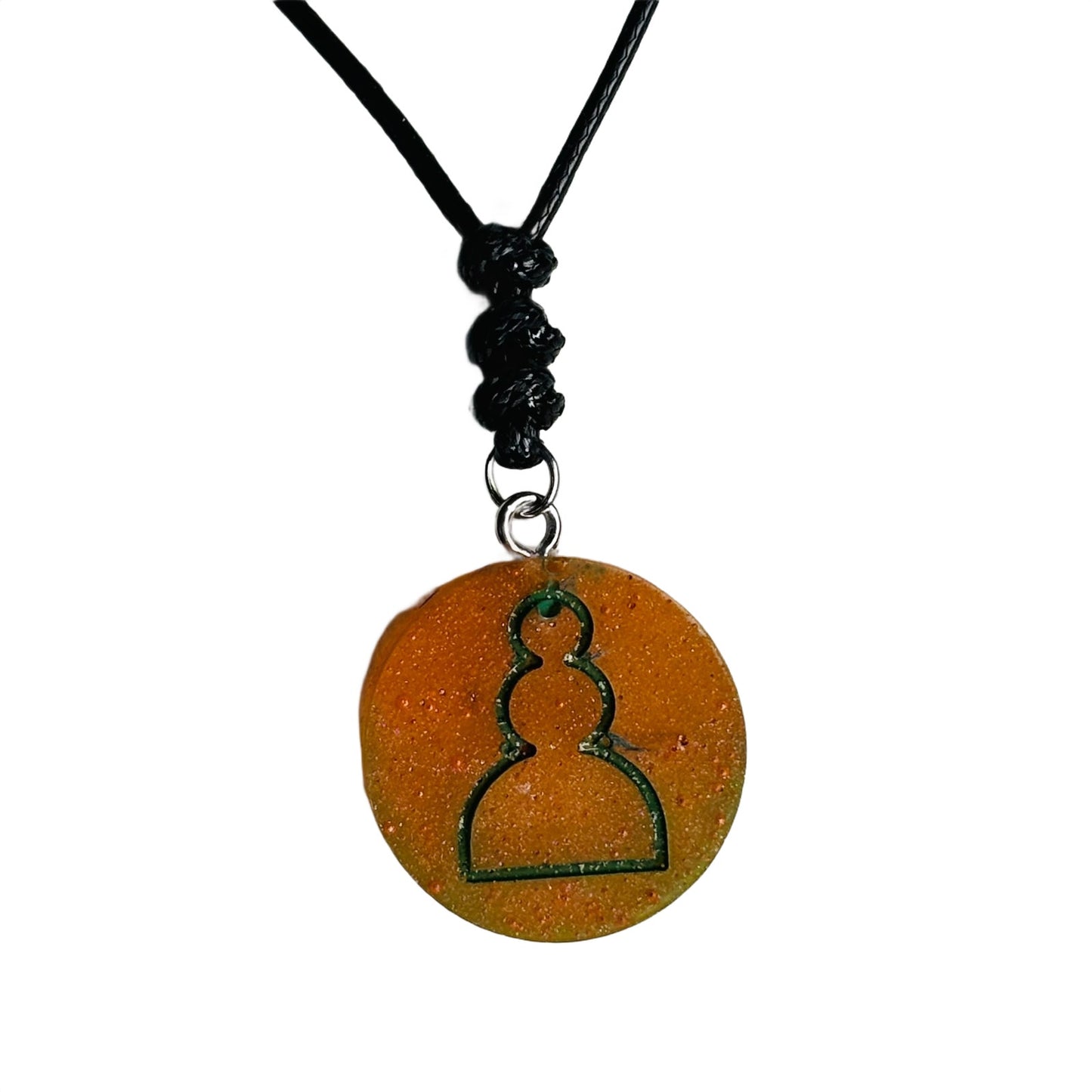 Orange Pawn - Handmade Resin Chess Necklace