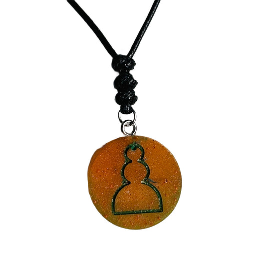 Orange Pawn - Handmade Resin Chess Necklace