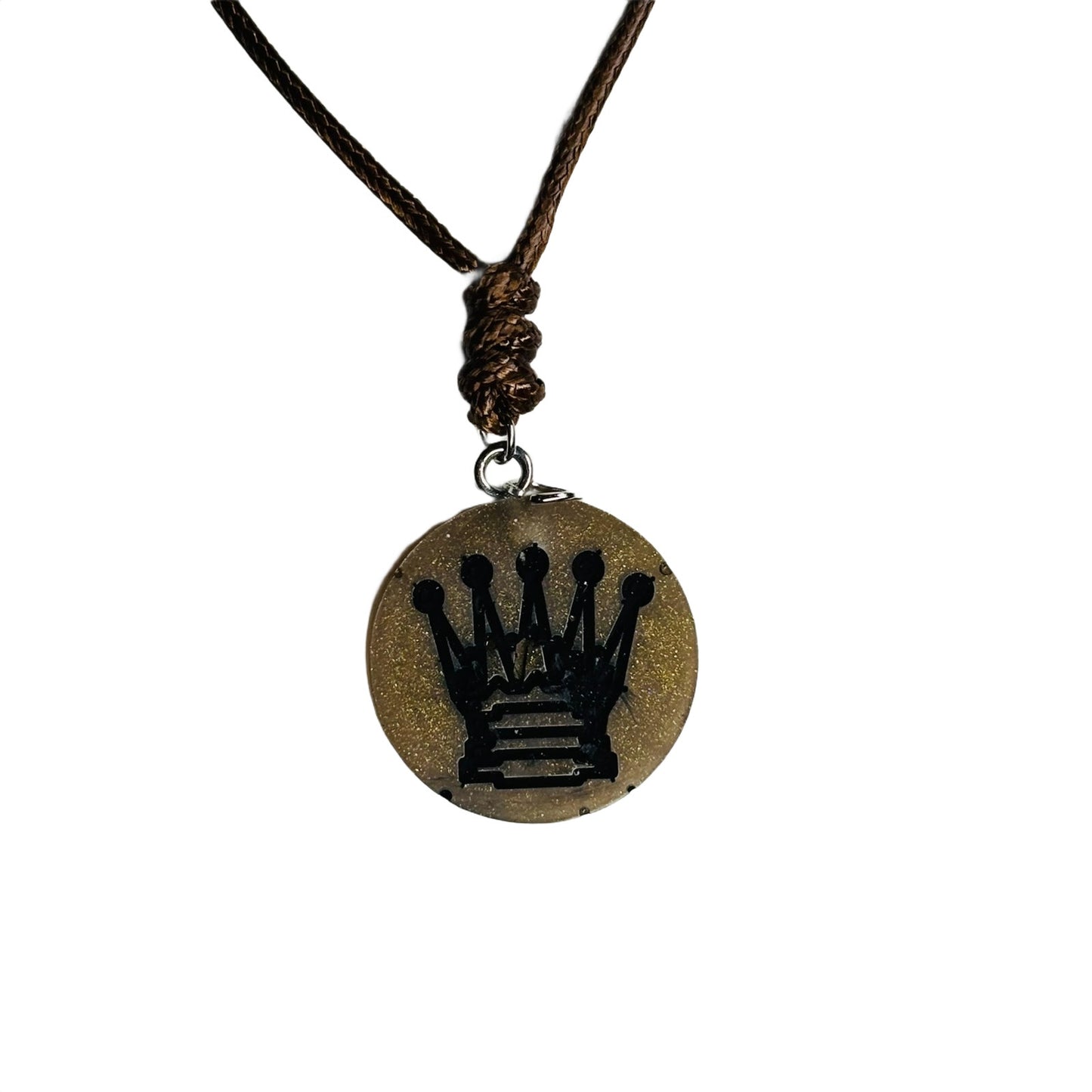 Vintage Brown Queen - Handmade Resin Chess Necklace