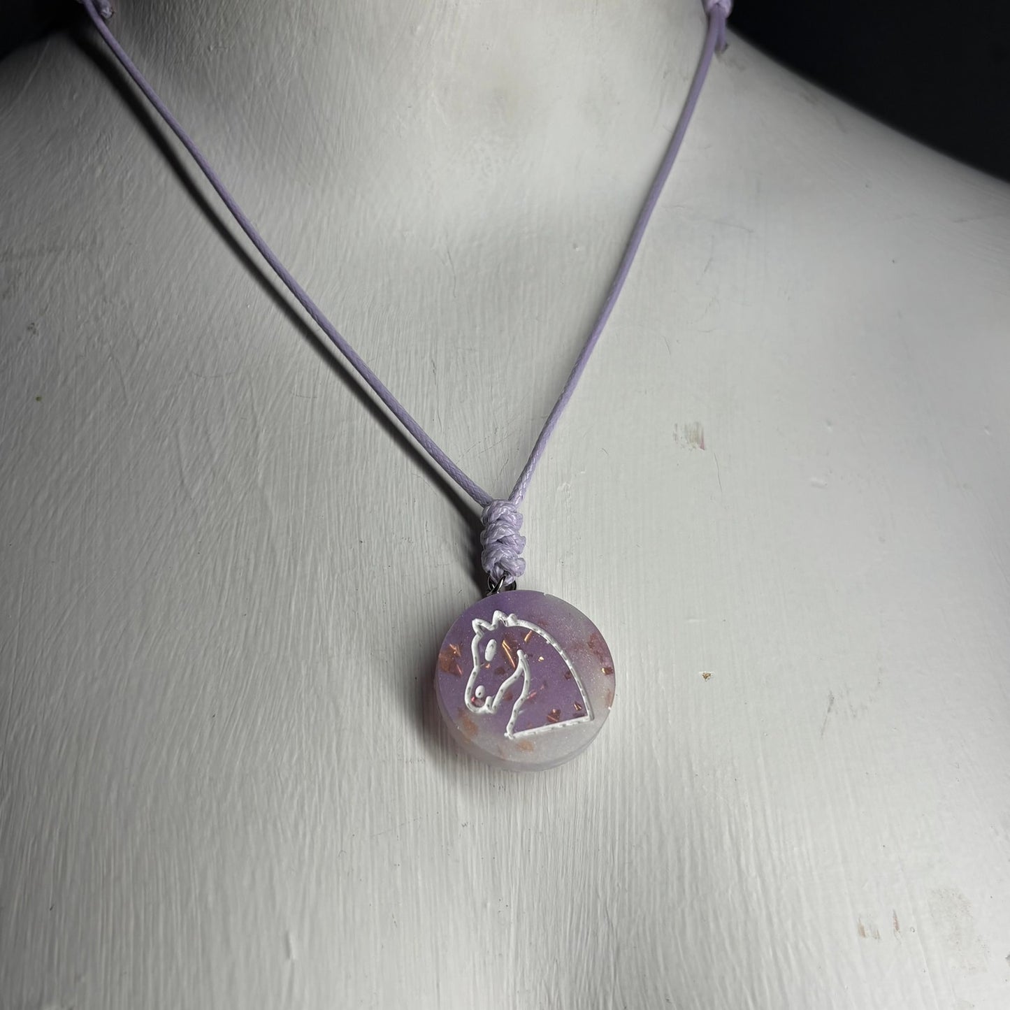 Starlight Purple Knight - Handmade Resin Chess Necklace