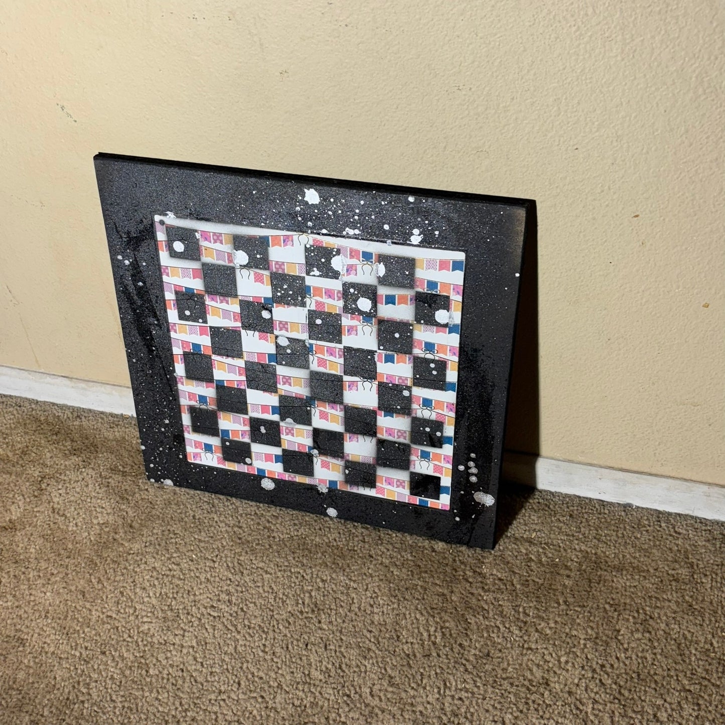 Rainbow Banner Chrome Drip - Large Scrapbook Chess Board