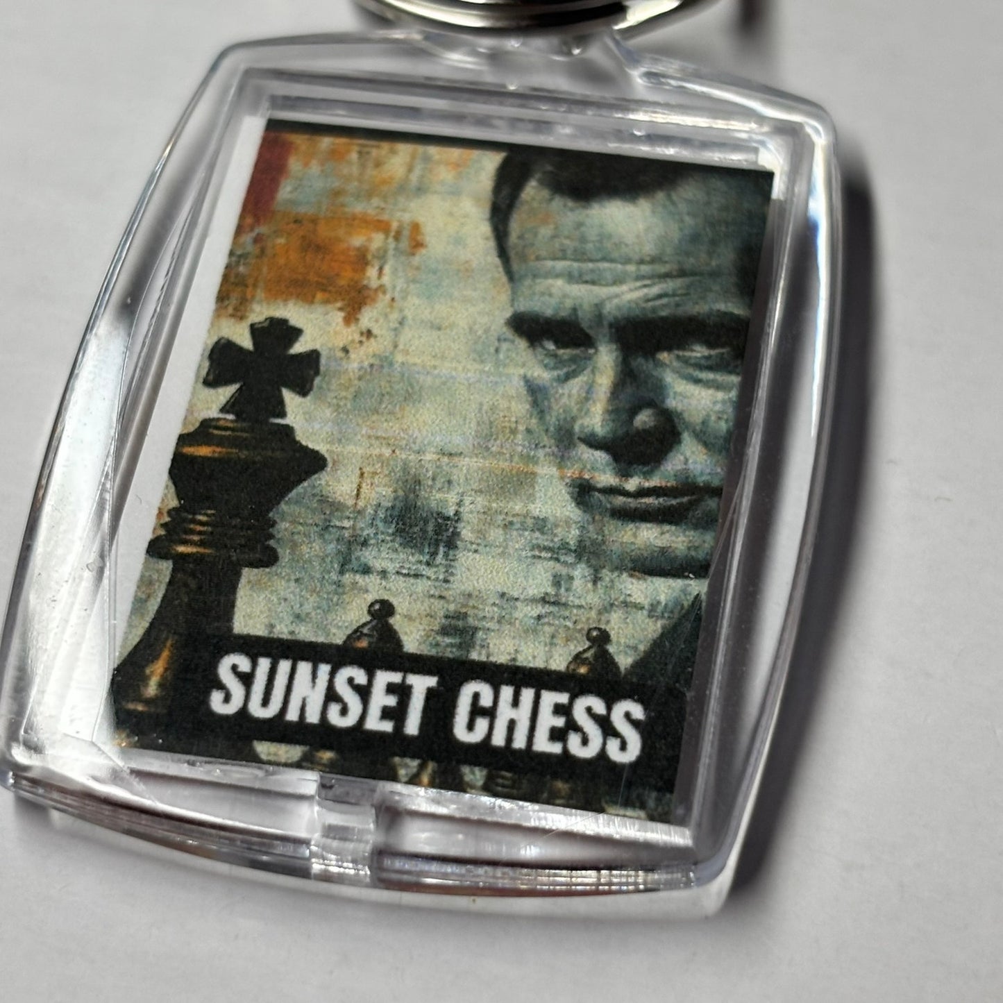 Strategic Man - Sunset Chess Photo Keychain