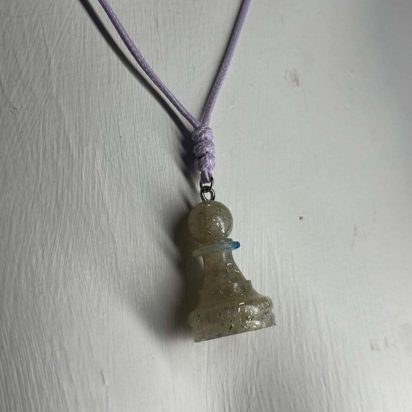 White Crystal Pawn - Handmade Resin Chess Necklace