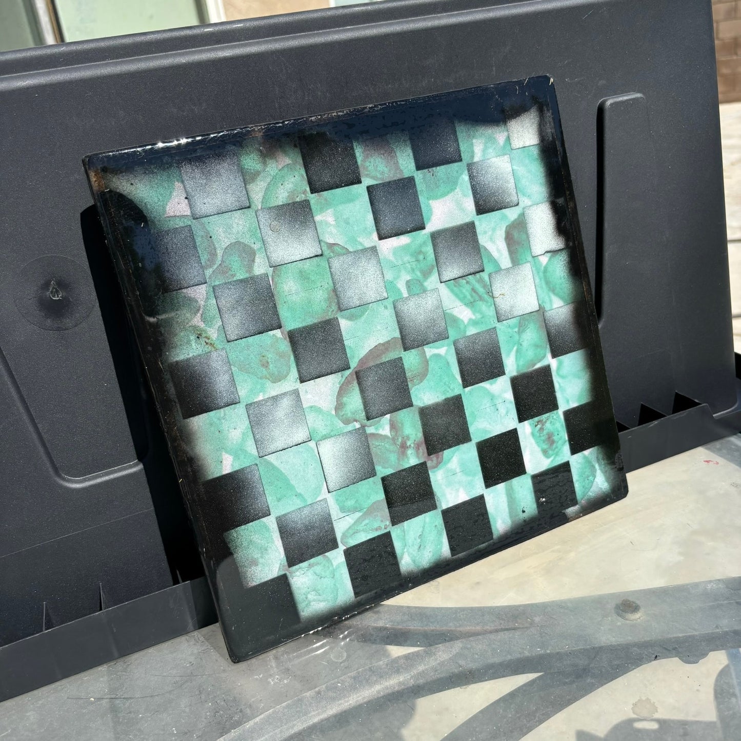 Green Rocks - Resin Coated Chess Board