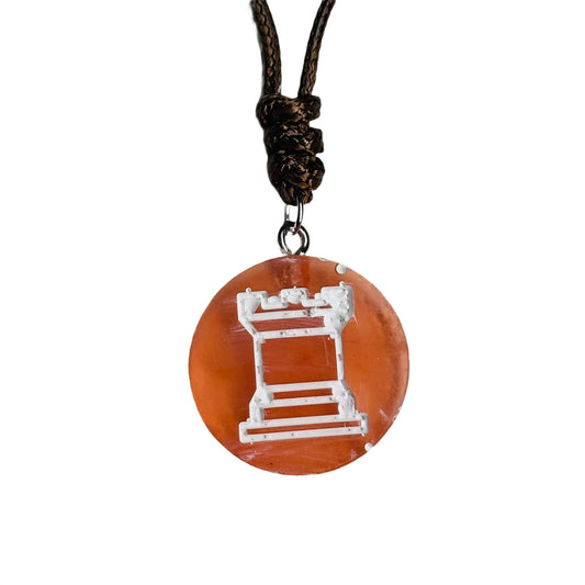Orange Rook - Handmade Resin Chess Necklace