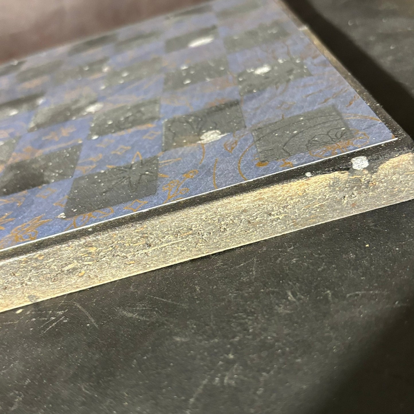 Dark Blue Golden Linings - Scrapbook Chess Board