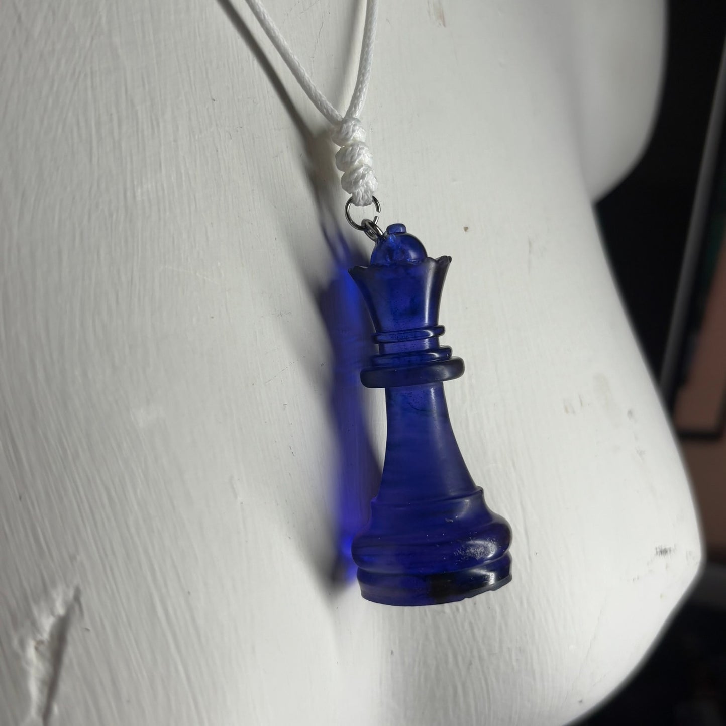 Deep Blue Queen - Handmade Resin Chess Necklace
