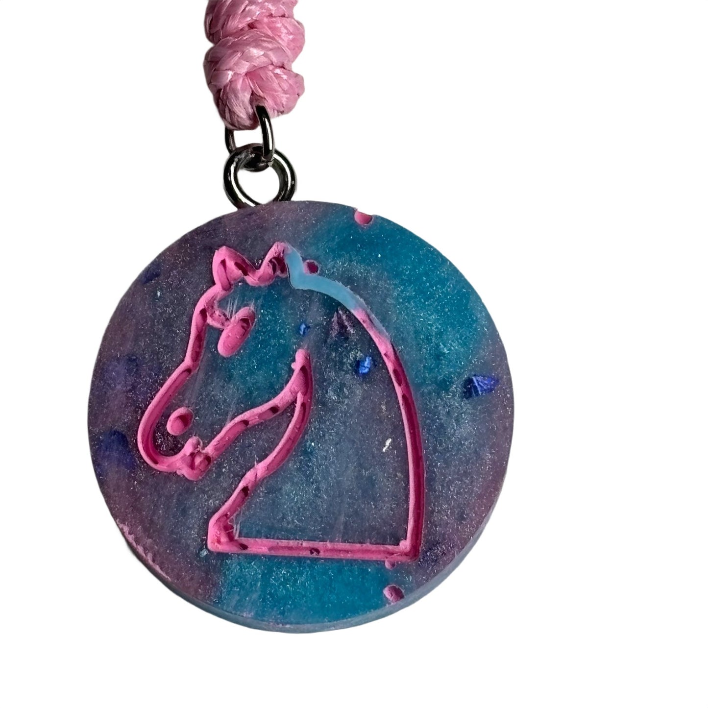 Cotton Candy Pink Knight - Handmade Resin Chess Necklace