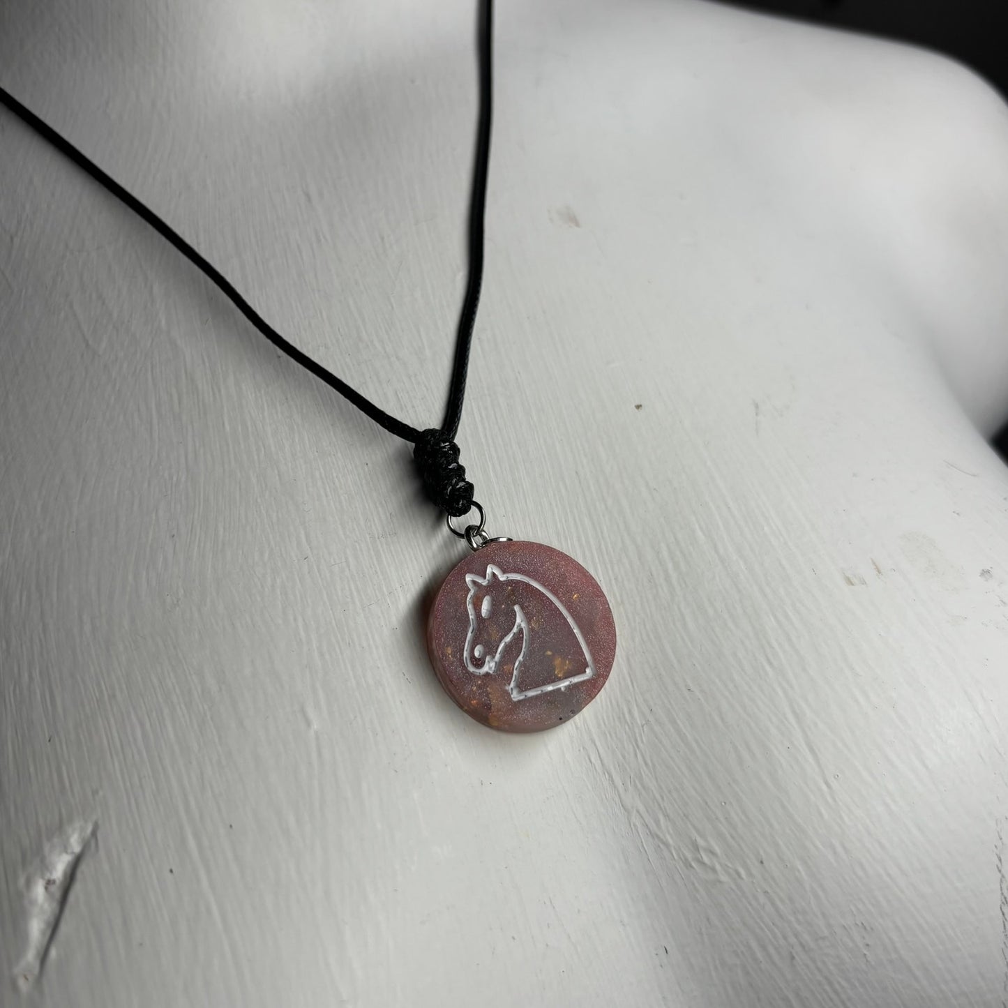 Classic Pink Knight - Handmade Resin Chess Necklace