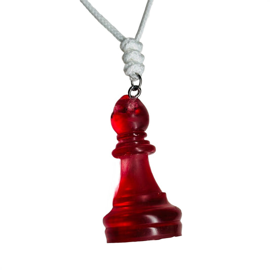 Translucent Red Bishop - Handmade Resin Chess Necklace