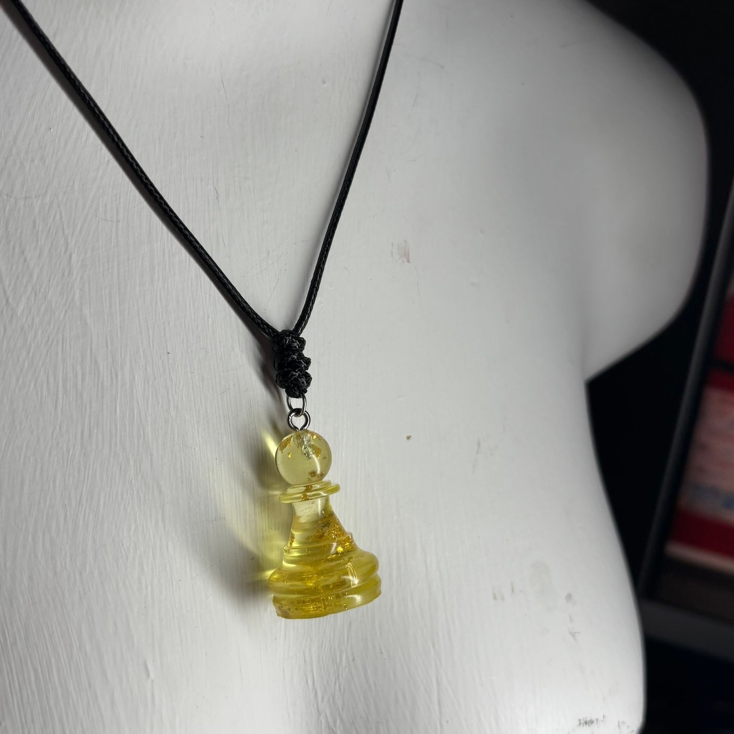 Yellow Crystal Pawn - Handmade Resin Chess Necklace