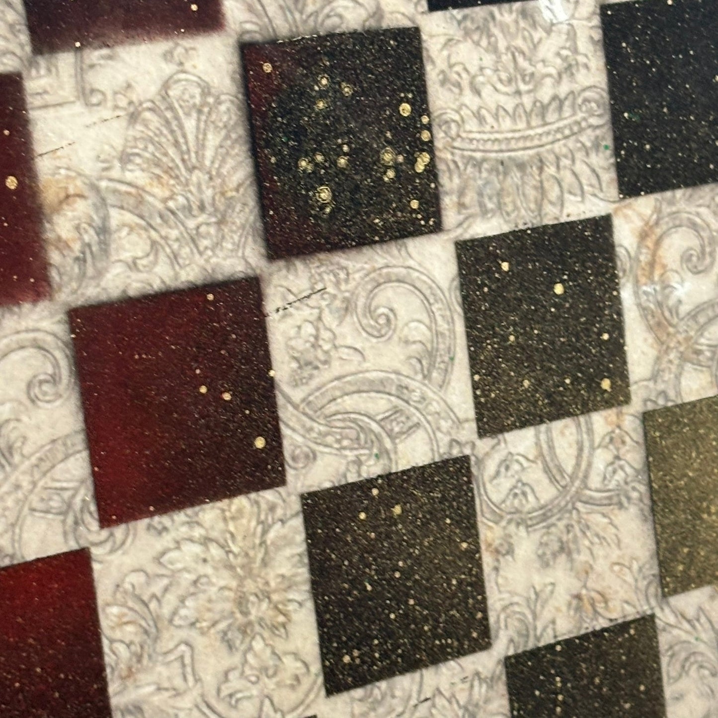 Black & Red Vintage - Resin Coated Chess Board