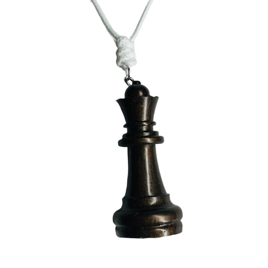 Rich Brown Queen - Handmade Resin Chess Necklace